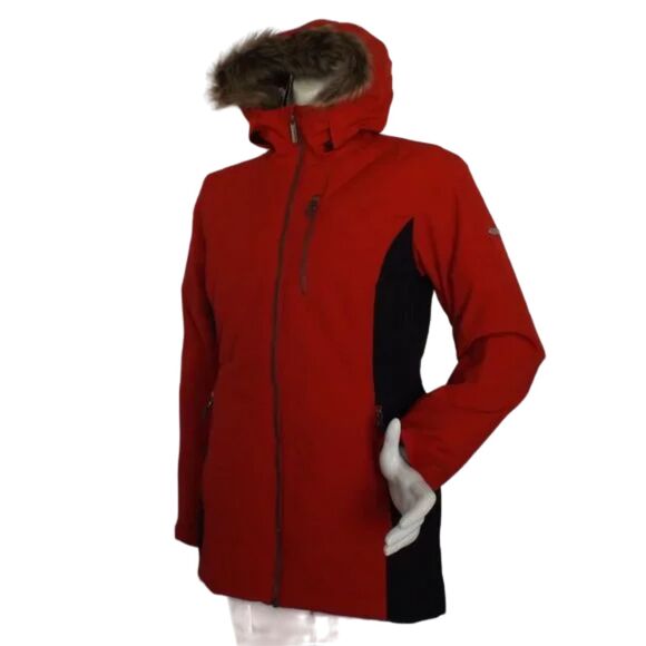 new SPYDER Coat, S, Crossover, Red/Black Furry trim hood, Zipper, Thumb holes - Picture 4 of 15